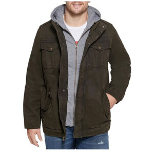 Levi's Men's Washed Cotton Hooded Military Jacket, 2X
